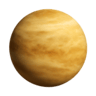Venus: Yellowish planet with thick clouds and volcanic surface